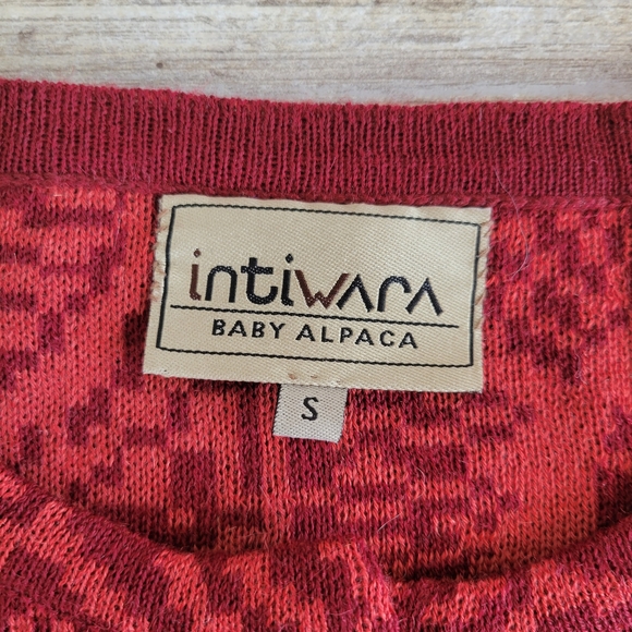 Intiwara Womens Alpaca Button Front Red Orange Cardigan Size Small - Picture 10 of 13